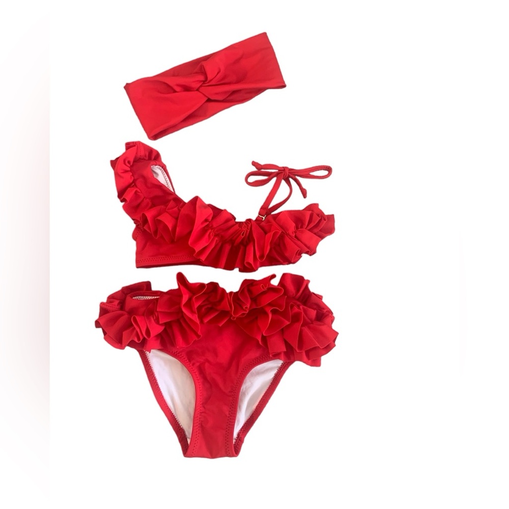 Red NWOT Bikini With Ruffle Detail For Toddler Girls